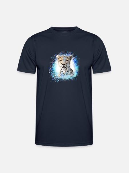 leopard, cat, wildcat, graffiti, painting,blue - Men's Functional T-Shirt - navy