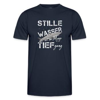 stille wasser sind tief hai weiß Hai Hai Shirt - Männer Funktions-T-Shirt - Navy - Vorne - AI Model Male 178 dark (178cm)