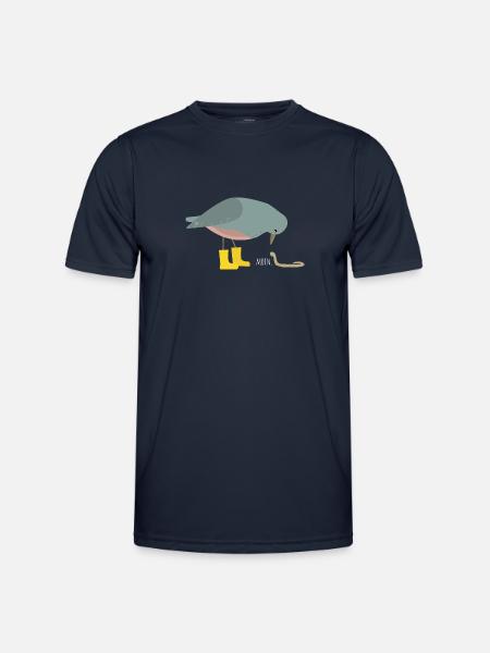 Pigeon with worm - Men's Functional T-Shirt - navy