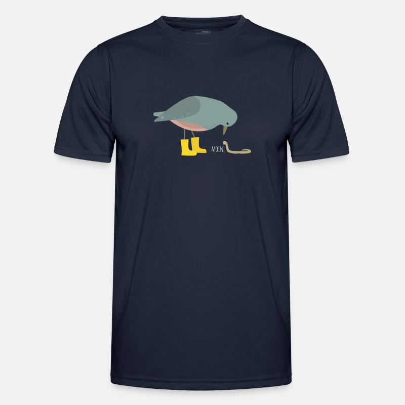 Pigeon with worm - Men's Functional T-Shirt - navy