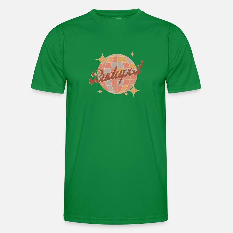 Budapest Retro Vintage Design Diskokugel Männer Funktions-T-Shirt
