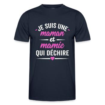 je suis une maman et mamie qui déchire - T-shirt sport Homme - bleu marine - Devant - AI Model Male 178 dark (178cm)