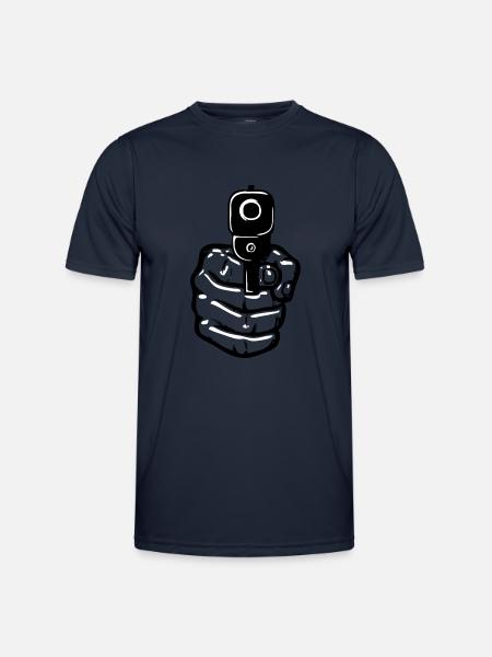 Waffen Pistole hand - Männer Funktions-T-Shirt - Navy