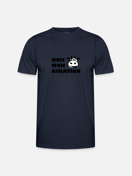 Kommunikation Kuh - Männer Funktions-T-Shirt - Navy