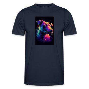 Jack Russell Terrier Synthwave Cadeau - T-shirt sport Homme - bleu marine - Devant - AI Model Male 178 dark (178cm)