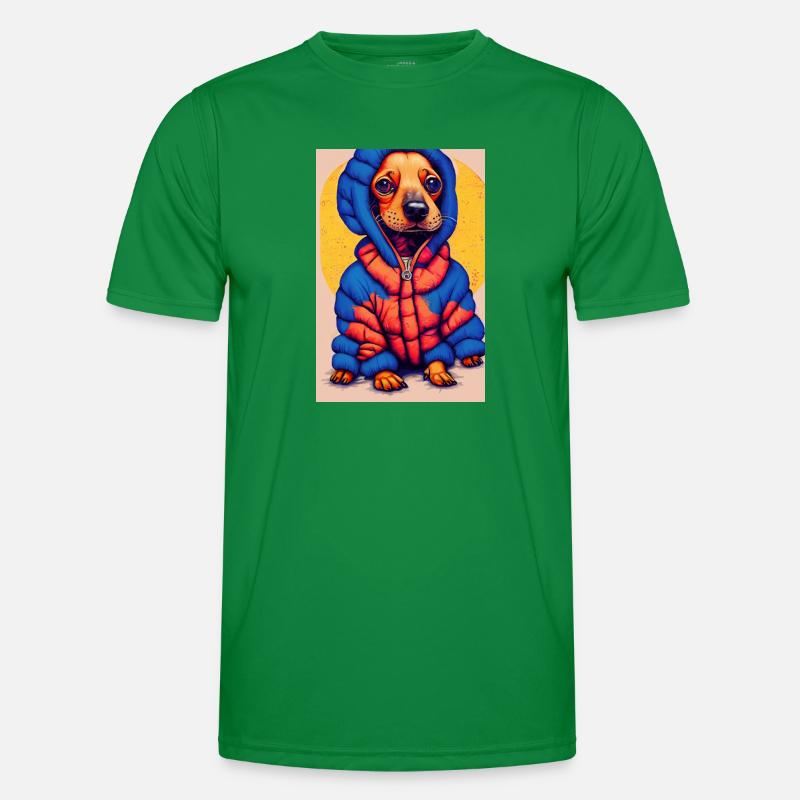 Pop Art Dachshund with Oversized Puffer Jacket Men's Functional T-Shirt