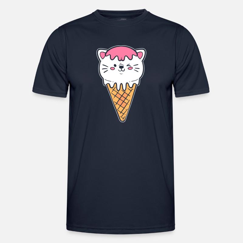 Eiscreme Katze Eiscreme -Kassierer - Männer Funktions-T-Shirt - Navy