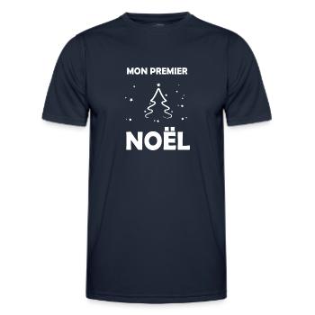 Mon premier noël - T-shirt sport Homme - bleu marine - Devant - AI Model Male 178 dark (178cm)