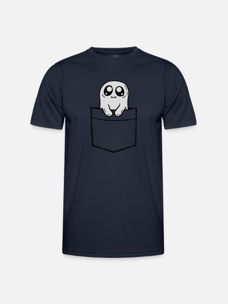 Chest pocket ghost take comic - Men's Functional T-Shirt - navy