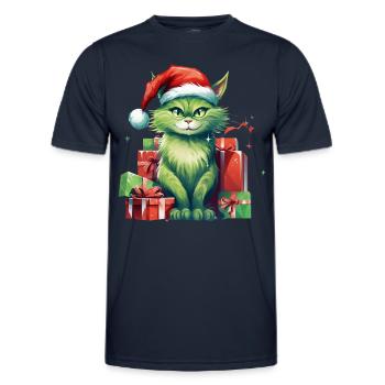 Katze Weihnachten Weihnachtselfe Geschenke Mütze - Männer Funktions-T-Shirt - Navy - Vorne - AI Model Male 178 dark (178cm)