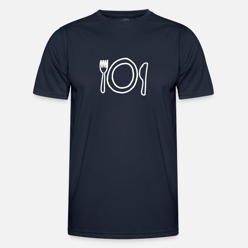 Teller,Messer,Gabel,Platte,Tafelsilber,Tischgedeck - Männer Funktions-T-Shirt - Navy