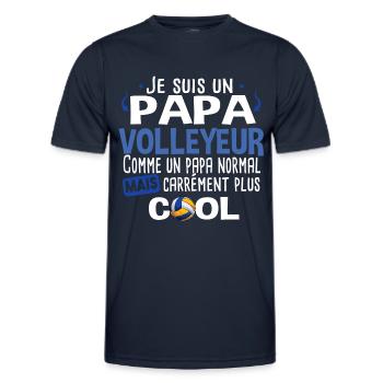 Papa père Volleyeur Volley Volleyball sport Noël - T-shirt sport Homme - bleu marine - Devant - AI Model Male 178 dark (178cm)