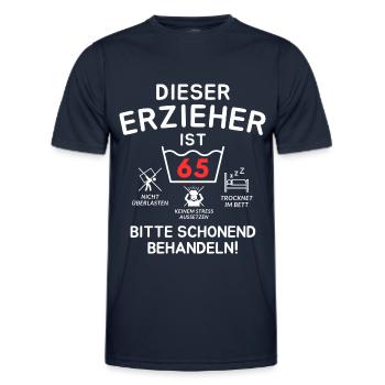 Dieser Erzieher ist 65. Schonend behandeln - Männer Funktions-T-Shirt - Navy - Vorne - AI Model Male 178 dark (178cm)