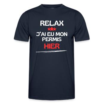 Relax j'ai eu mon permis hier - T-shirt sport Homme - bleu marine - Devant - AI Model Male 178 dark (178cm)