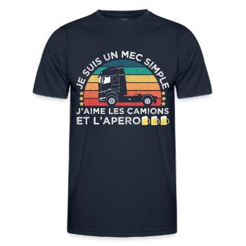 J' aime les camions et l' apéro humour routier - T-shirt sport Homme - bleu marine - Devant - AI Model Male 178 dark (178cm)
