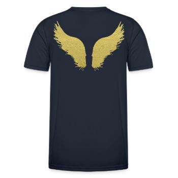wings,angel wings,wings,angels,guardian angels,gold - Men's Functional T-Shirt - navy - Back - AI Model Male 178 dark (178cm)
