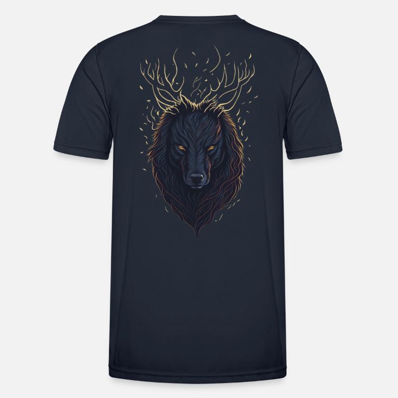 Mystischer Wolf mit Geweih - Männer Funktions-T-Shirt - Navy