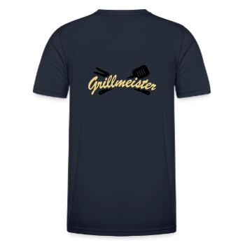 Maître de gril - T-shirt sport Homme - bleu marine - Dos - AI Model Male 178 dark (178cm)