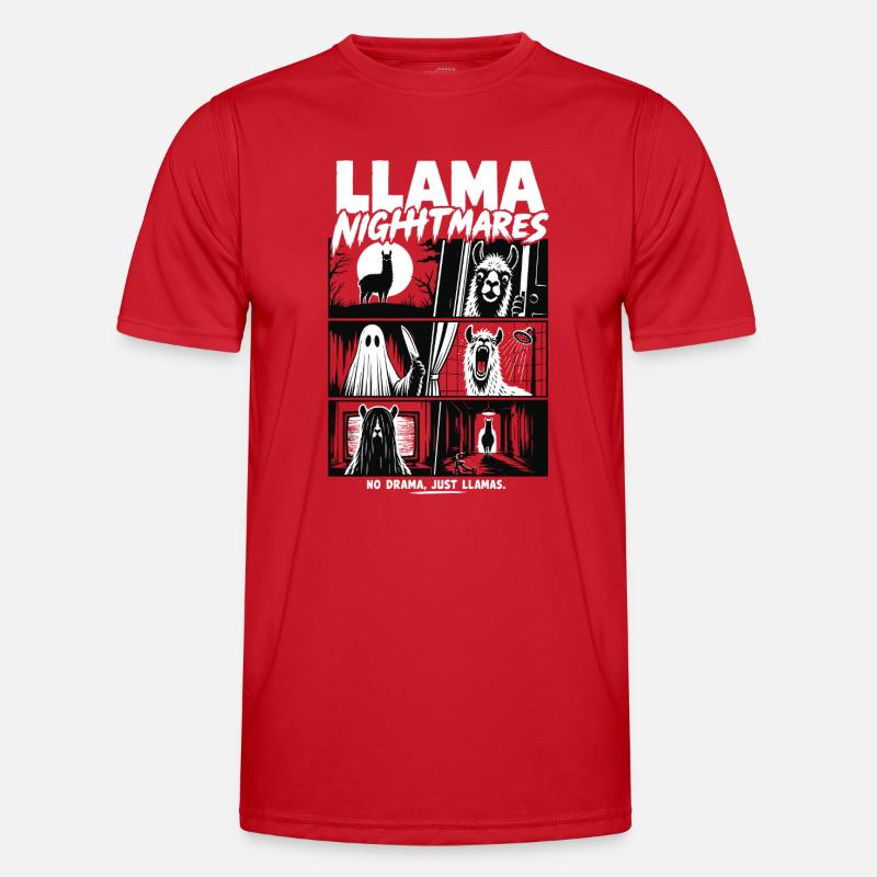 Llama Nightmares Horror Comic - Men's Functional T-Shirt - red