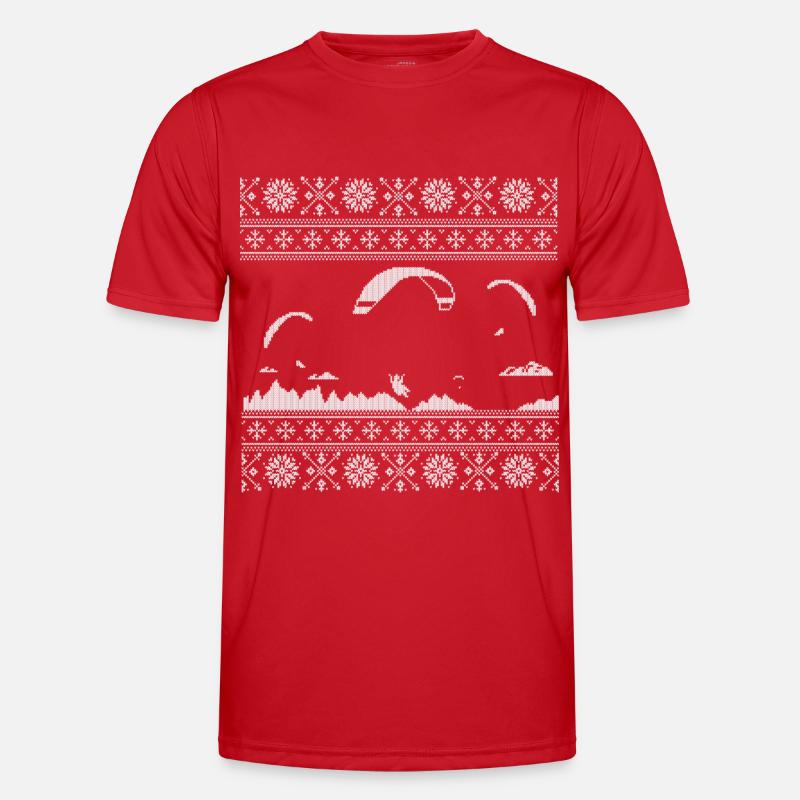 Paraglider Knitting Pattern - Men's Functional T-Shirt - red