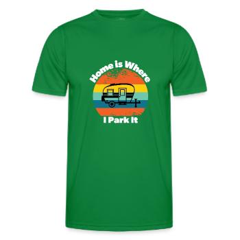 Home is where I park it trailer camping - Men's Functional T-Shirt - kelly green - Front - AI Model Male 178 dark (178cm)