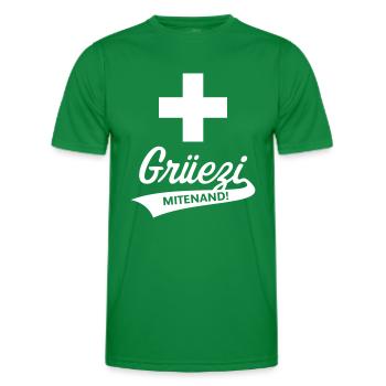 Grüezi Mitenand! (Schweiz / Schweizerfahne) - Männer Funktions-T-Shirt - Kelly Green - Vorne - AI Model Male 178 dark (178cm)