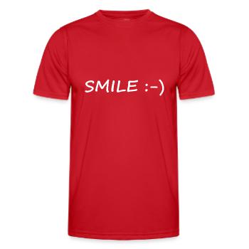 Smile - Smile - Laughter - Smiling - Cool Quote - Men's Functional T-Shirt - red - Front - AI Model Male 178 dark (178cm)
