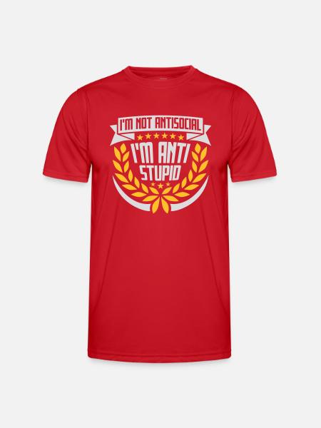 pas antisocial anti-stupide - T-shirt sport Homme - rouge