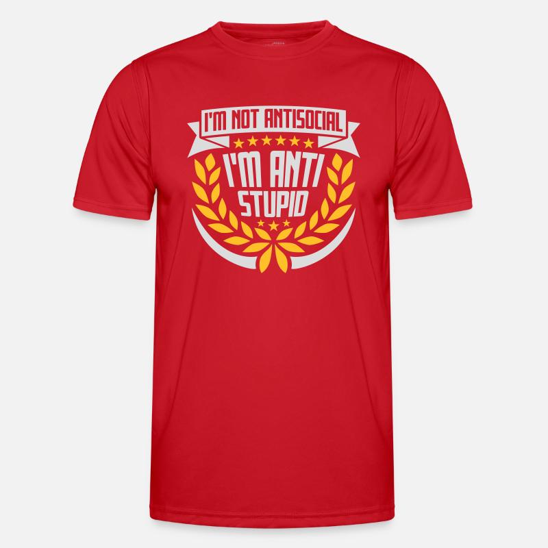 not antisocial anti stupid - Männer Funktions-T-Shirt - Rot
