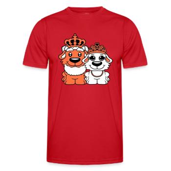 Deux Chiens Couronne Roi Reine Souverain Majesté - T-shirt sport Homme - rouge - Devant - AI Model Male 178 dark (178cm)