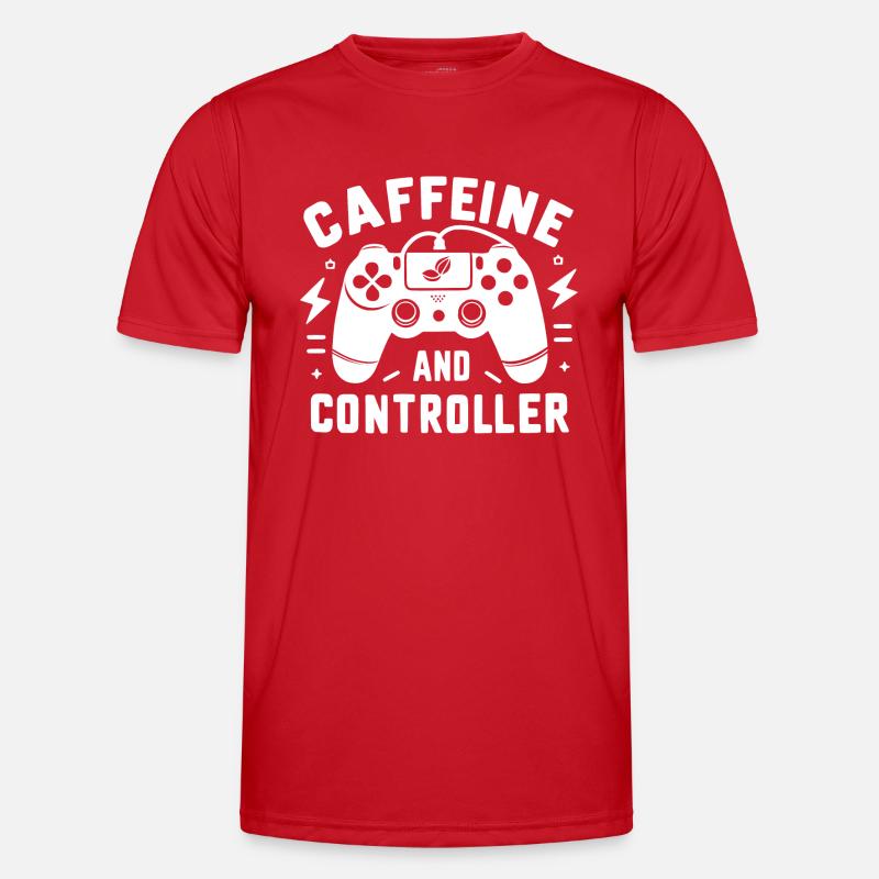 Caffeine and Controller - Men's Functional T-Shirt - red