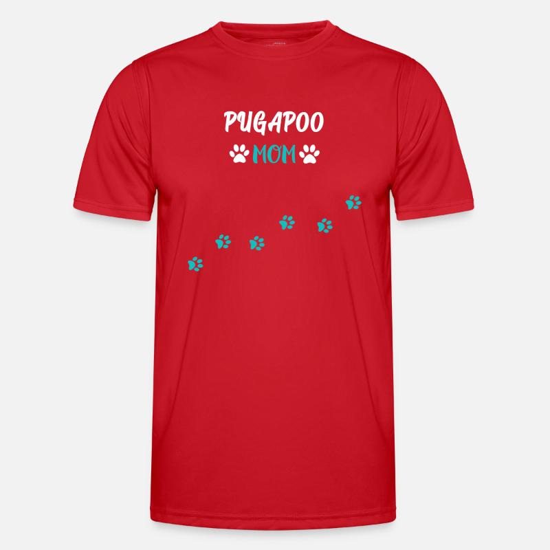 Pugapoo Mom - Pudel Mops Mix - Männer Funktions-T-Shirt - Rot