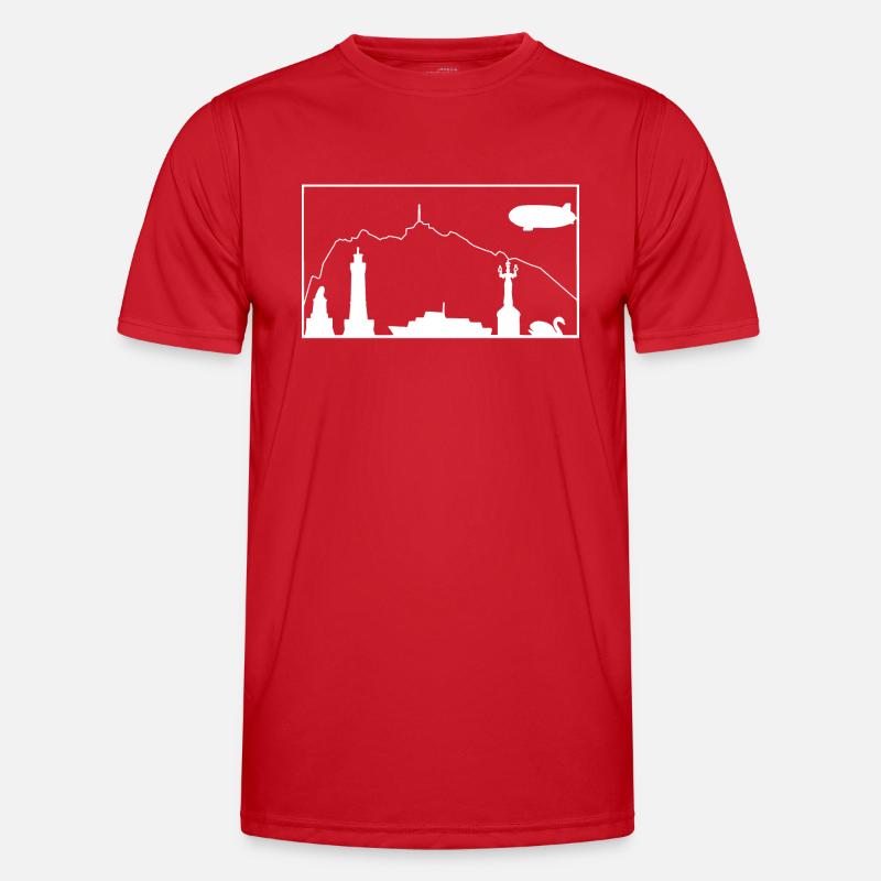 Bodensee & Pfänder | Silhouette filled | Weiß - Männer Funktions-T-Shirt - Rot