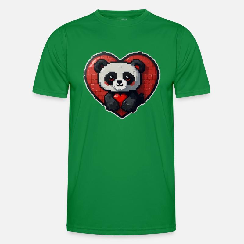 Pixel-Panda mit großem Herz Männer Funktions-T-Shirt
