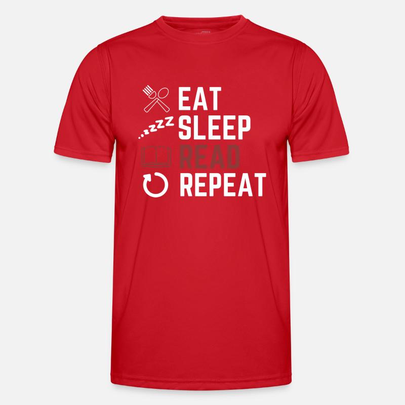 eat sleep read repeat - Men's Functional T-Shirt - red
