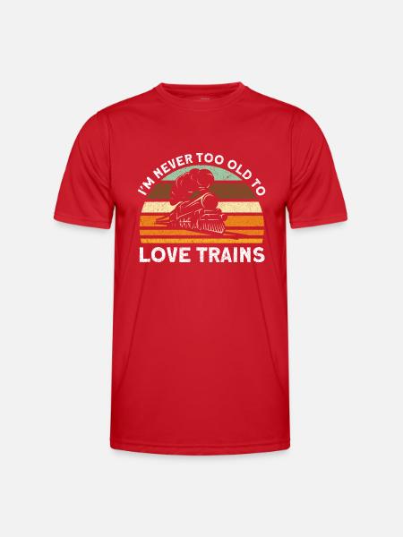 Modellbahn Zug Lokomotiven Geschenk - Männer Funktions-T-Shirt - Rot
