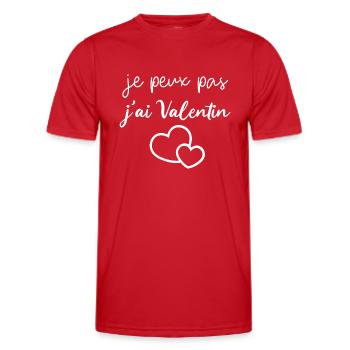 je peux pas j'ai Valentin - T-shirt sport Homme - rouge - Devant - AI Model Male 178 dark (178cm)
