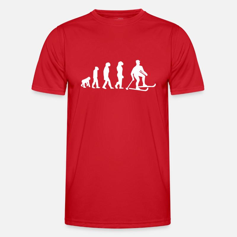 Ski-Evolution - Männer Funktions-T-Shirt - Rot