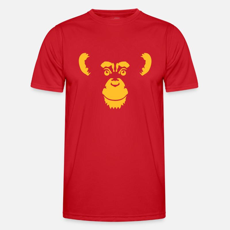 chimpanzee monkey head animal drawing - Men's Functional T-Shirt - red
