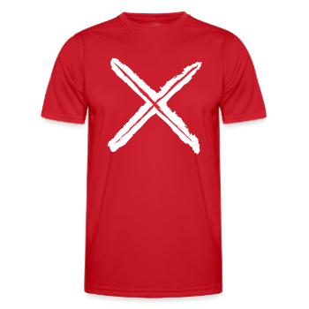 Rouge X - Croix de Saint-André Style Grunge rouge sur blanc - T-shirt sport Homme - rouge - Devant - AI Model Male 178 dark (178cm)
