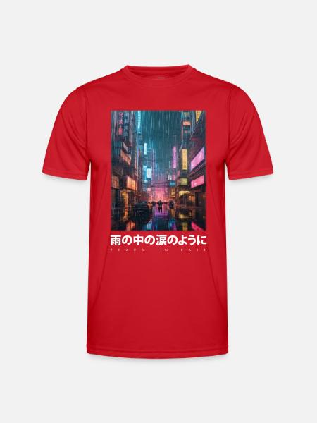 Tears In Rain Cyberpunk T-Shirt - Männer Funktions-T-Shirt - Rot