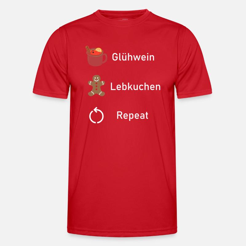 MULLED WINE GINGERBREAD REPEAT - Men's Functional T-Shirt - red