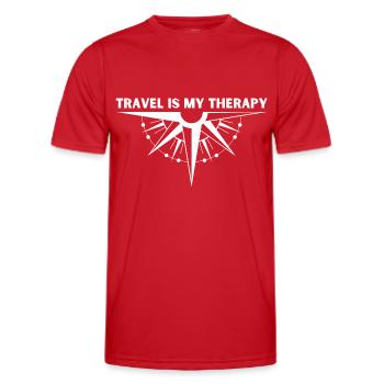 LE VOYAGE EST MA THÉRAPIE (2) - T-shirt sport Homme - rouge - Devant - AI Model Male 178 dark (178cm)