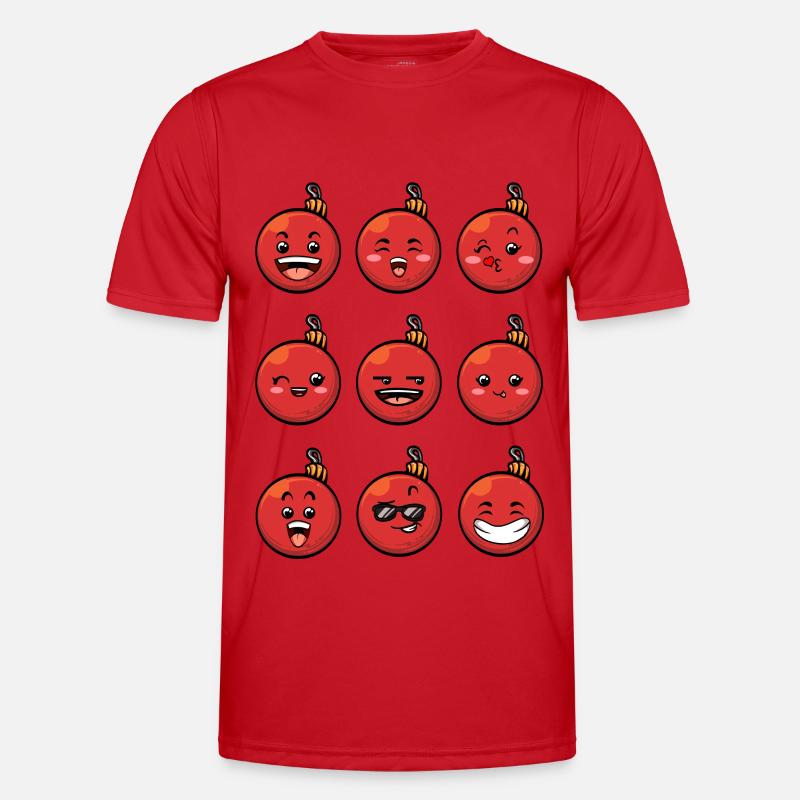 9 Weihnachtskugeln #1/10 Rot Männer Funktions-T-Shirt