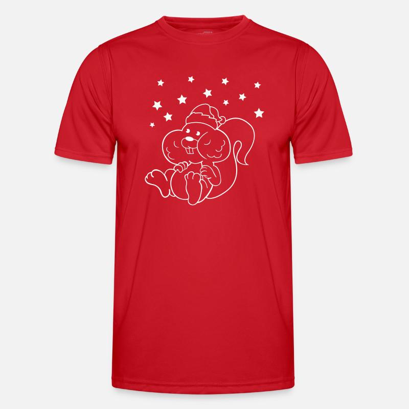Weihnachts Einhörnchen - Männer Funktions-T-Shirt - Rot