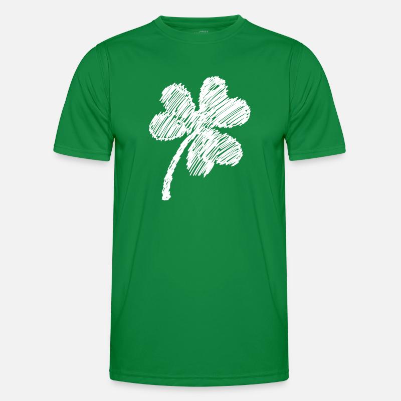 griffonnage blanc de trèfle à trois feuilles T-shirt sport Homme