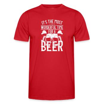 Bière de Noël Bière Temps Joyeux Noël - T-shirt sport Homme - rouge - Devant - AI Model Male 178 dark (178cm)