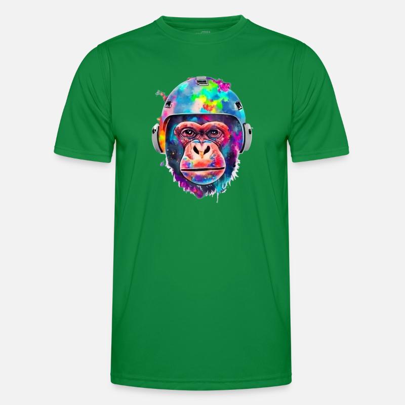 Singe avec un casque spatial T-shirt sport Homme
