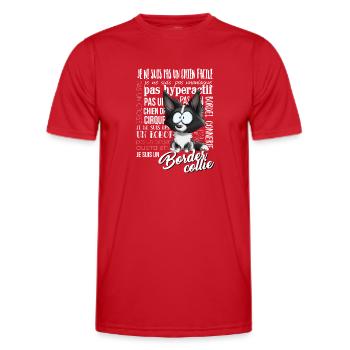 Je suis Border Collie - Noir FR - T-shirt sport Homme - rouge - Devant - AI Model Male 178 dark (178cm)