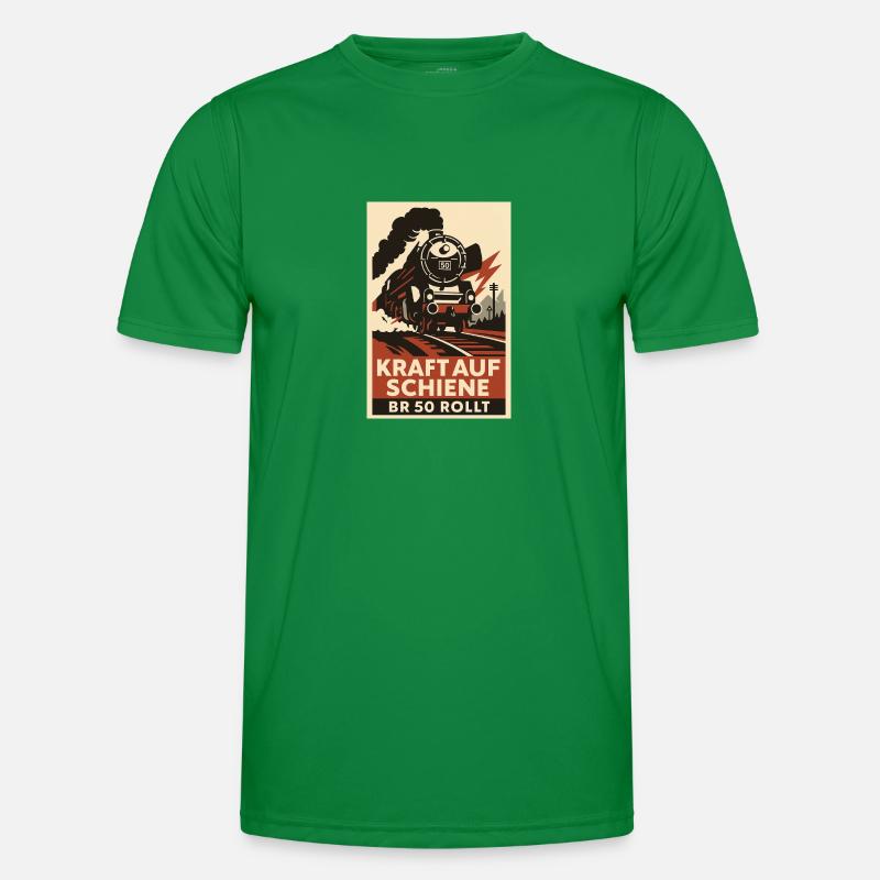 Railway: Power on rail: BR 50 rolls freight train Men's Functional T-Shirt